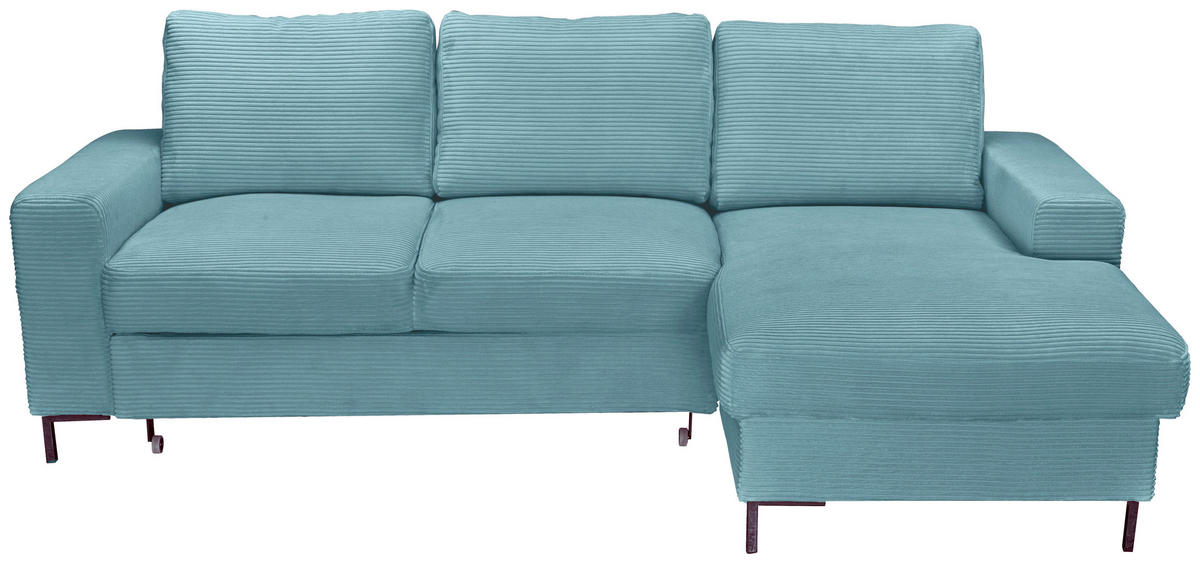 ECKSOFA Türkis Cord  - Türkis/Schwarz, KONVENTIONELL, Textil/Metall (240/150cm) - Carryhome