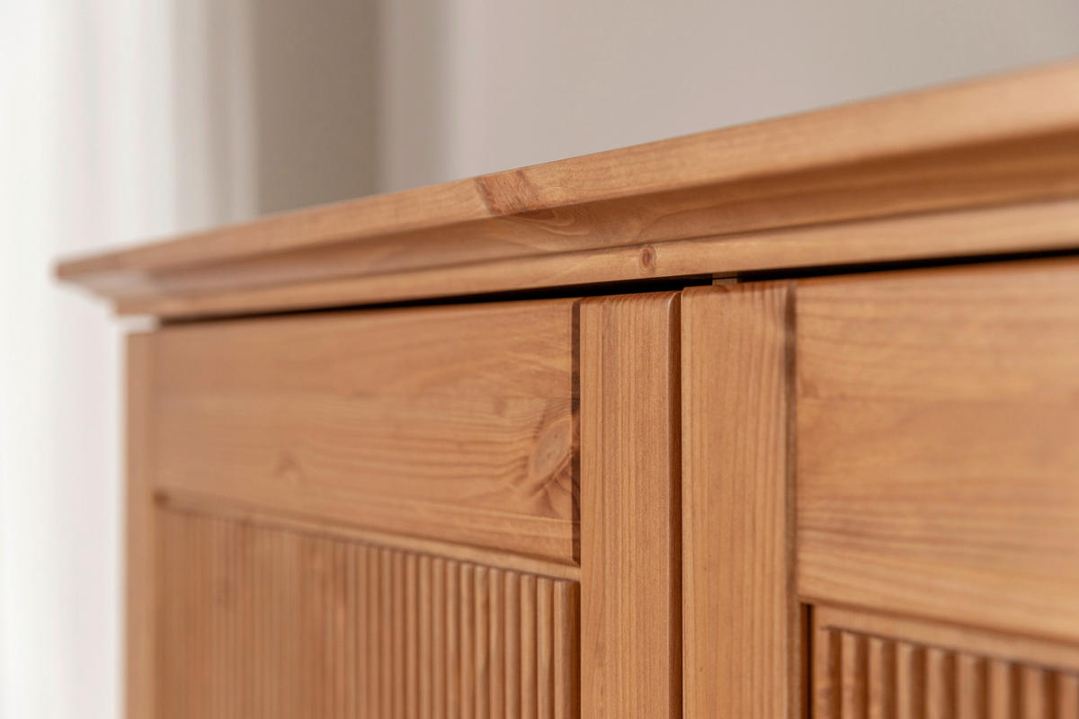 KLEIDERSCHRANK 129/147/63 cm,  in Eichefarben, 2 Tür(en)-türig  - Eichefarben/Silberfarben, KONVENTIONELL, Holz/Metall (129/147/63cm) - Linea Natura
