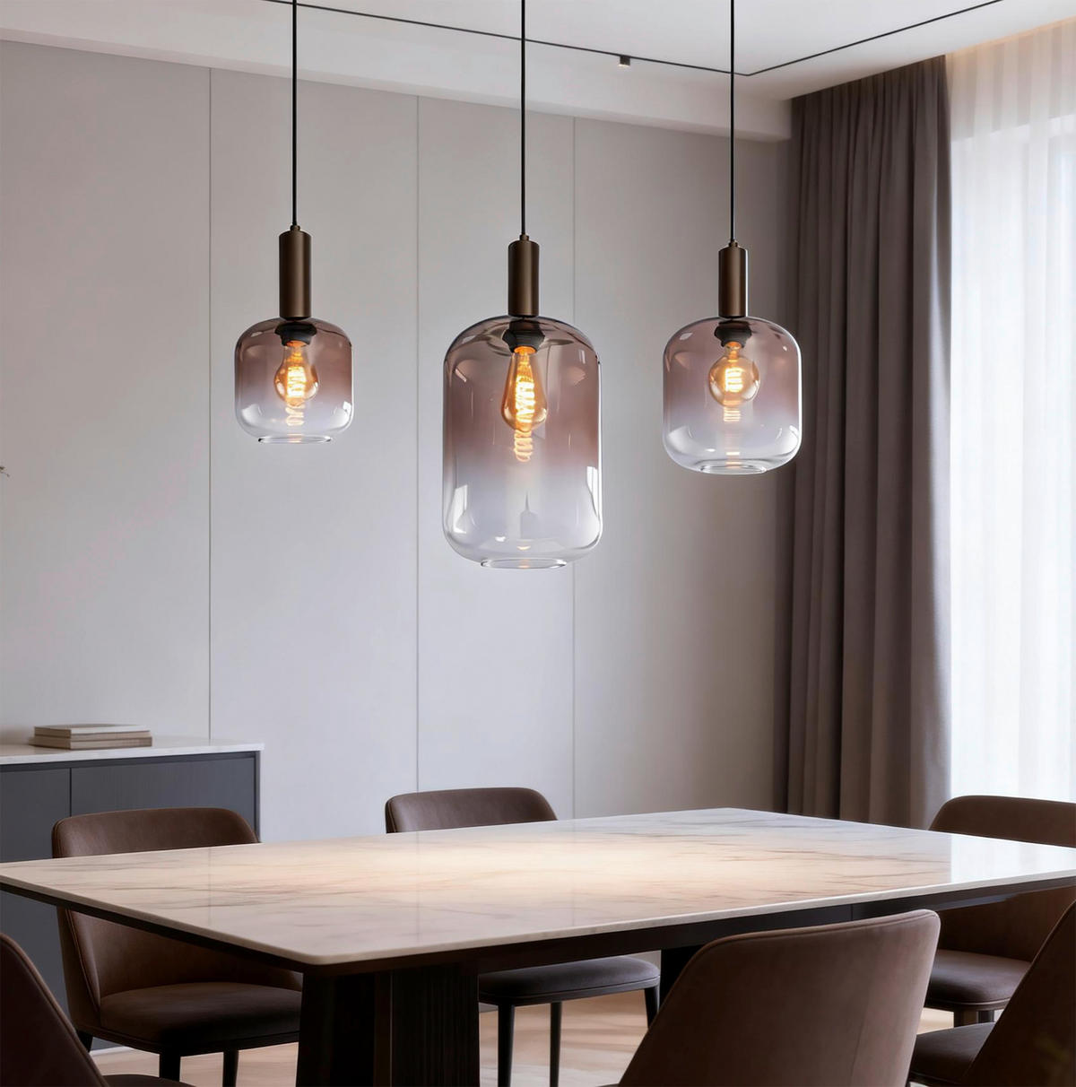 HÄNGELEUCHTE 82,5/22/120 cm  - Braun, Trend, Glas/Metall (82,5/22/120cm) - Collet's Monde