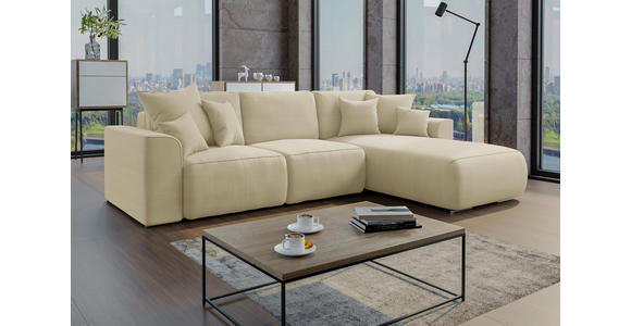 ECKSOFA Beige Cord  - Chromfarben/Beige, KONVENTIONELL, Kunststoff/Textil (293/195cm) - Carryhome