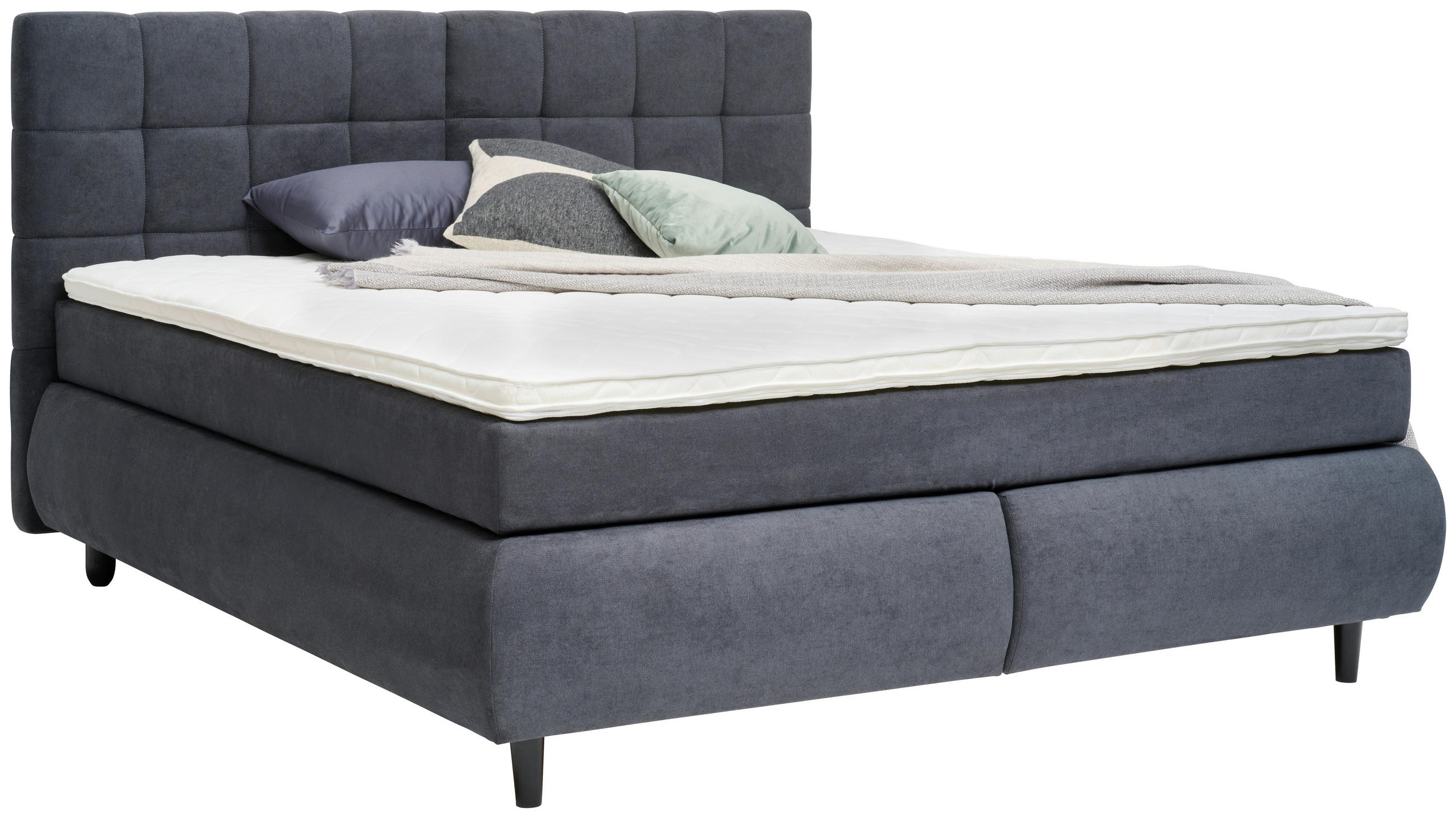 BOXSPRINGBETT 180/200 cm  in Anthrazit  - Anthrazit/Schwarz, Konventionell, Holz/Textil (180/200cm) - Ti'me