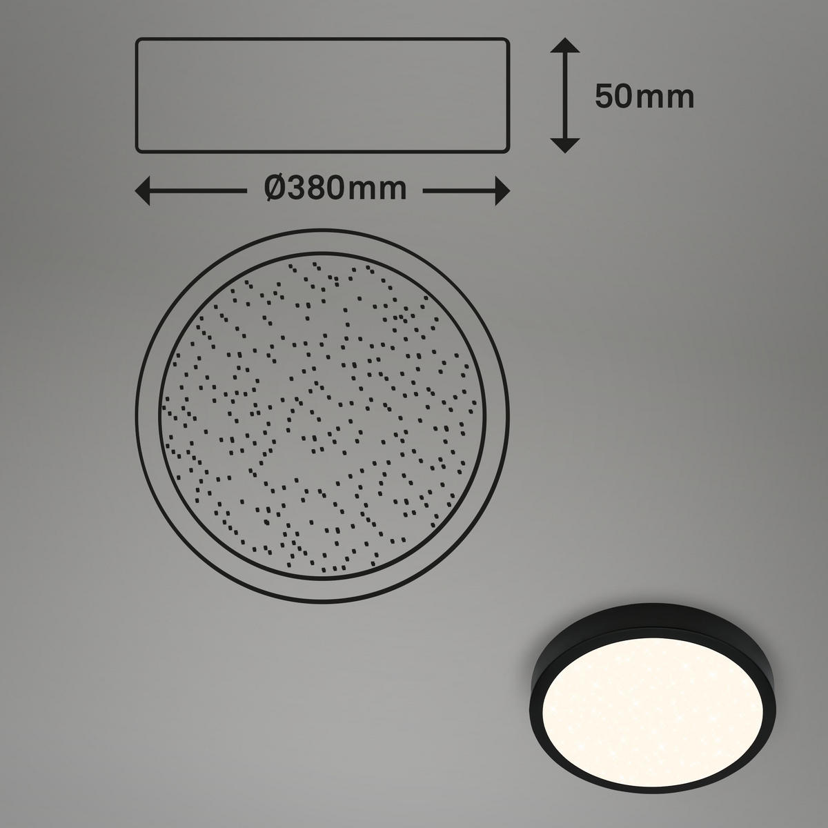 STROPNA LED-SVETILKA  Runa 22 W/2900 lm/2700-6500 K/230 V/ - črna, Basics, kovina/umetna masa (38/5cm)