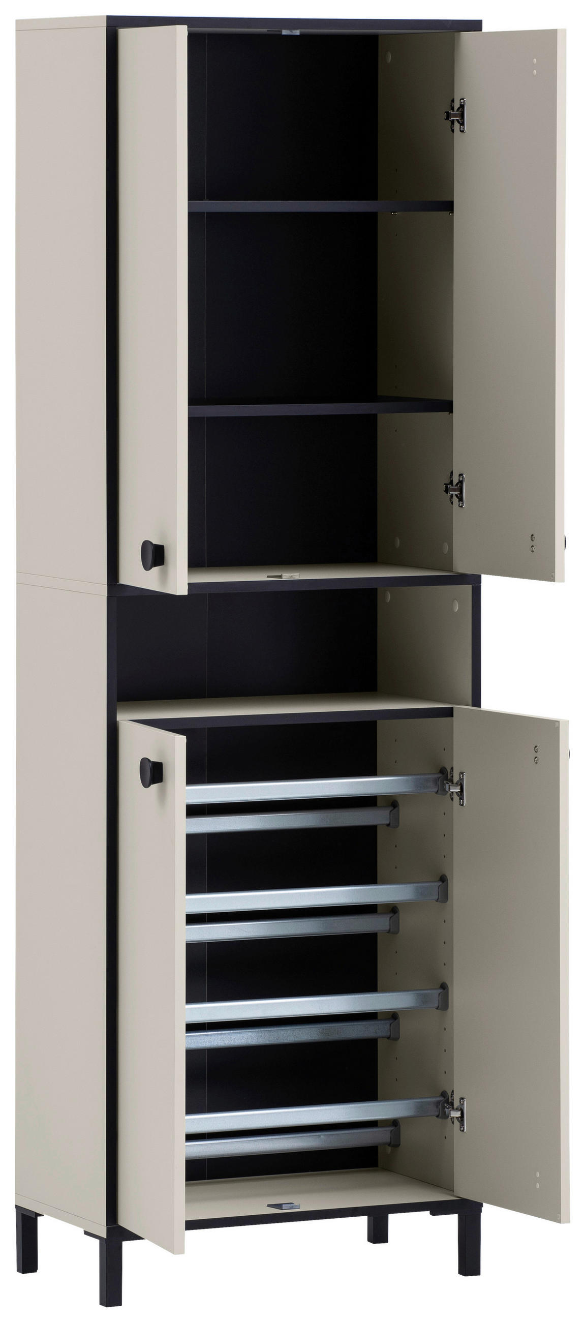 SCHUHSCHRANK  in 60,2/185/33,05 cm  - Beige/Schwarz, Design, Holzwerkstoff/Kunststoff (60,2/185/33,05cm) - MID.YOU