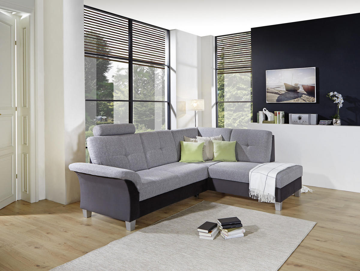 ECKSOFA in Webstoff Dunkelbraun, Beige  - Dunkelbraun/Beige, Konventionell, Holz/Textil (245/196cm) - Livetastic