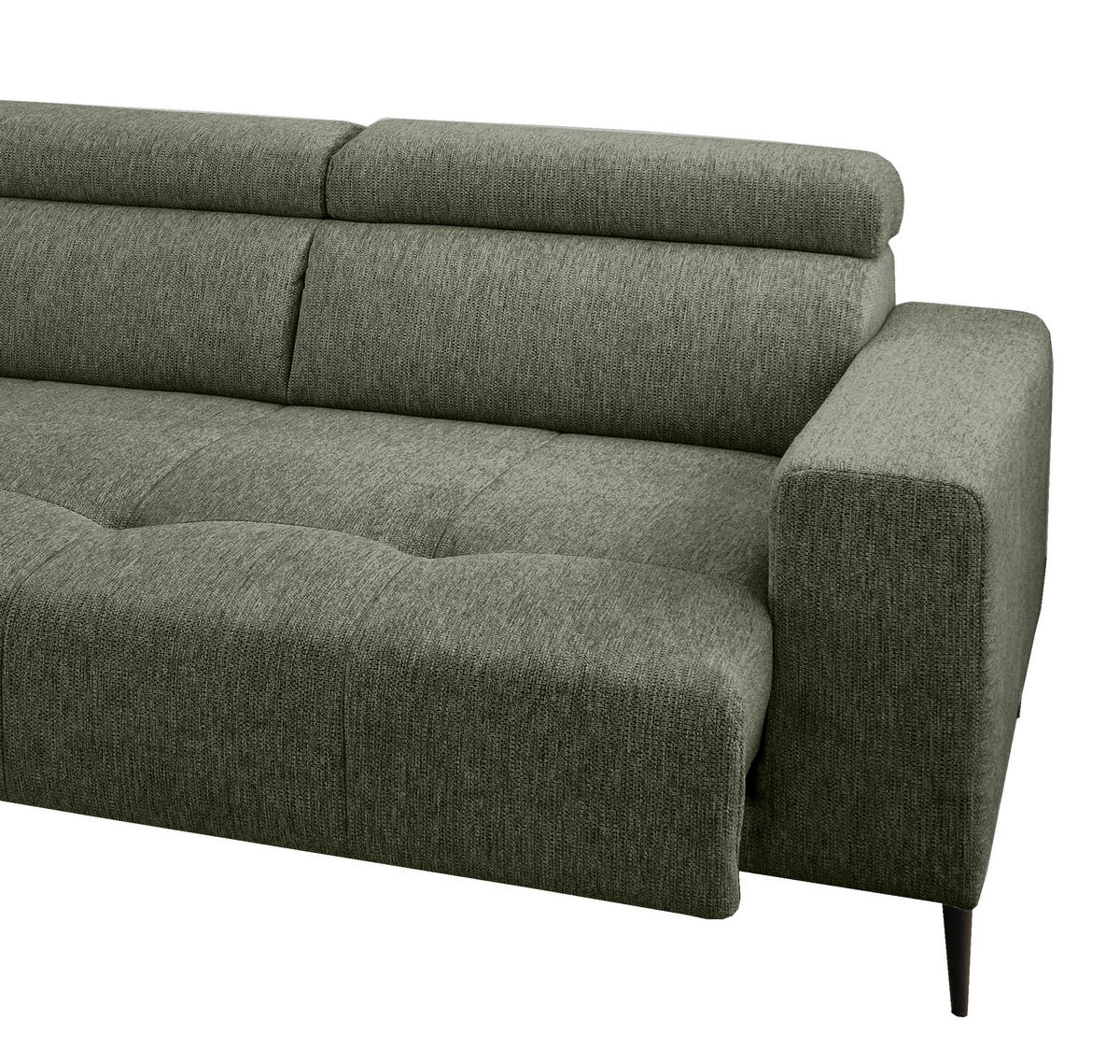 ECKSOFA Dunkelgrün Chenille  - Dunkelgrün/Schwarz, KONVENTIONELL, Textil/Metall (188/276cm) - Livetastic