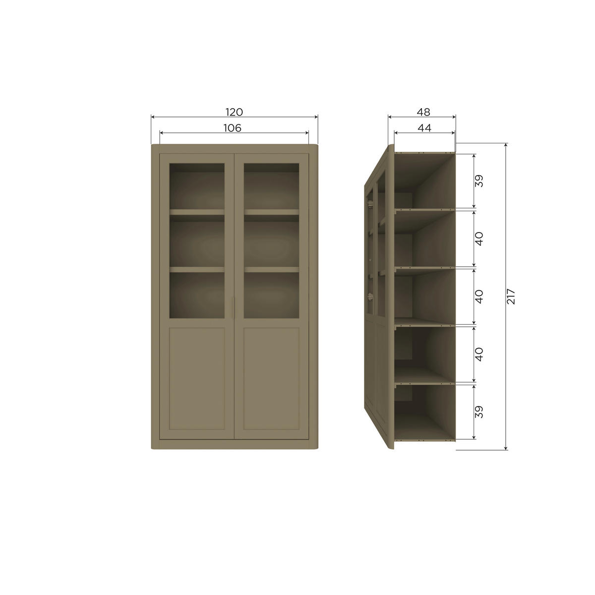 BUFFET 120/217/48 cm  in  - Schwarz, Design, Glas/Holz (120/217/48cm) - Livetastic