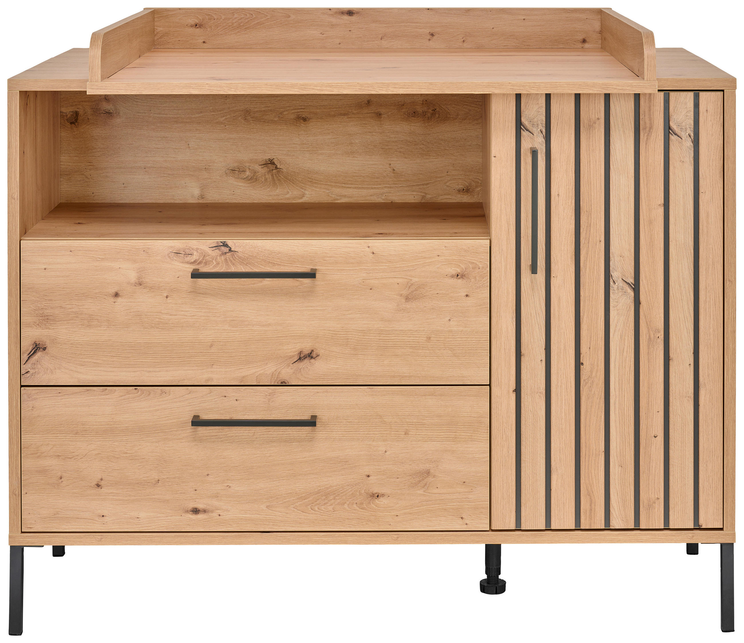 WICKELKOMMODE Line Eiche Artisan  - Schwarz/Eiche Artisan, Trend, Holzwerkstoff/Metall (119/91/99/45/77cm) - Jimmylee