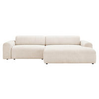 ECKSOFA in Cord Creme  - Creme/Schwarz, Design, Kunststoff/Textil (292/178cm) - Livetastic