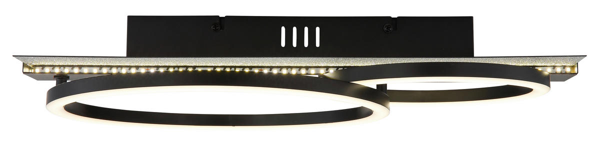 LED-DECKENLEUCHTE 48,2/30/8,8 cm   - Silberfarben/Schwarzchrom, Design, Kunststoff/Metall (48,2/30/8,8cm) - Globo