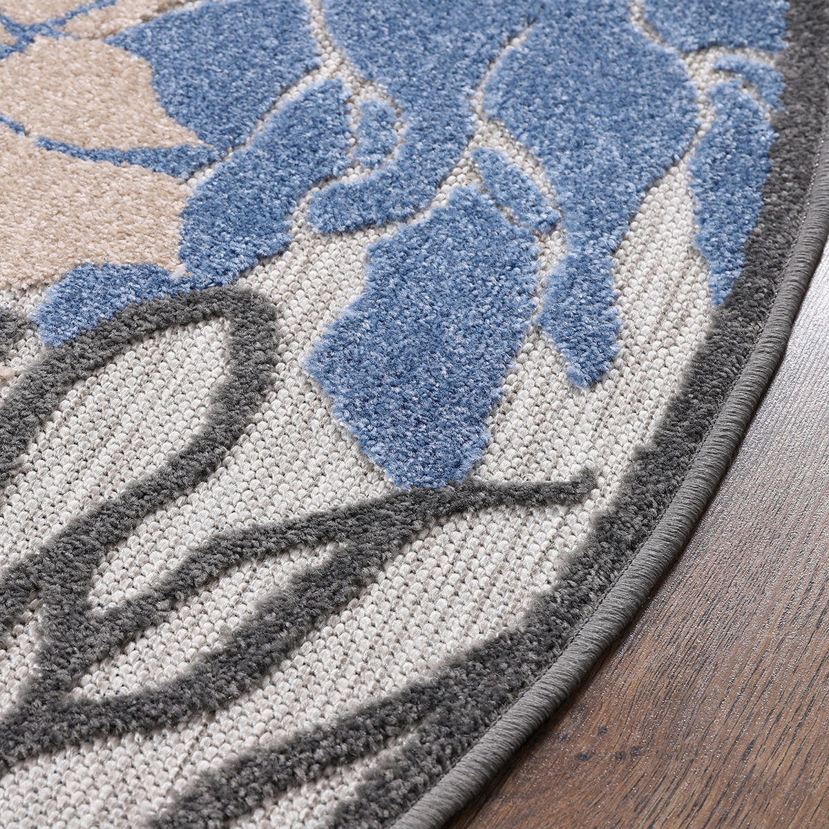 TEPIH ZA UNUTAR./VANJ. UPORAB  120 cm  plava, siva  Floral  - siva/plava, Lifestyle, tekstil/plastika (120cm)