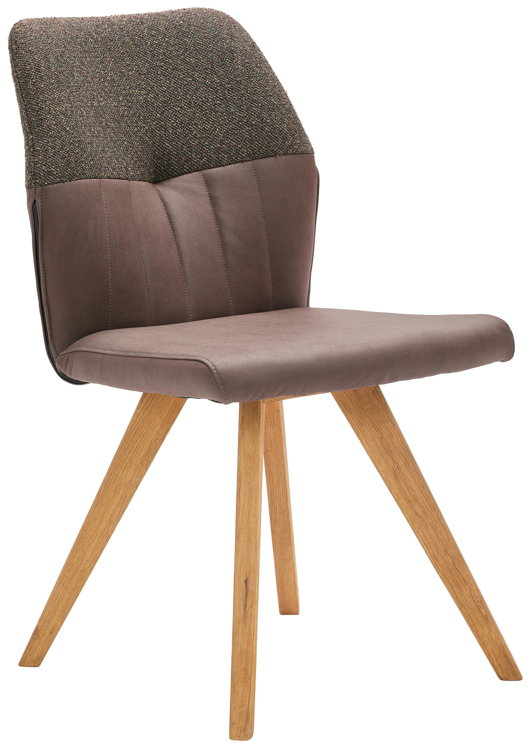 STUHL  in Lederlook, Webstoff Textil  - Wildeiche/Braun, KONVENTIONELL, Holz/Textil (49,5/87/62,5cm) - Valdera