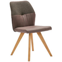 STUHL  in Lederlook, Webstoff  - Wildeiche/Braun, Konventionell, Holz/Textil (49,5/87/62,5cm) - Valdera