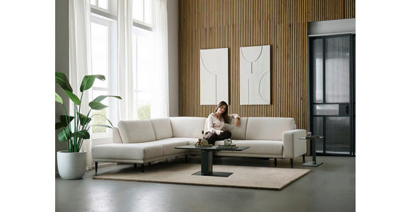 ECKSOFA Dieter Knoll Beige Chenille  - Beige/Schwarz, Design, Textil/Metall (254/303cm) - Dieter Knoll