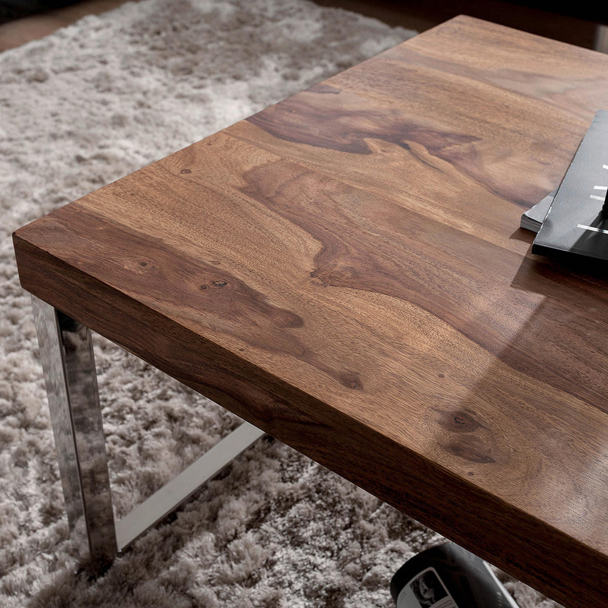 SOFFBORD i trä 120/60/40 cm  - sheshamfärgad/kromfärg, Design, metall/trä (120/60/40cm) - MID.YOU