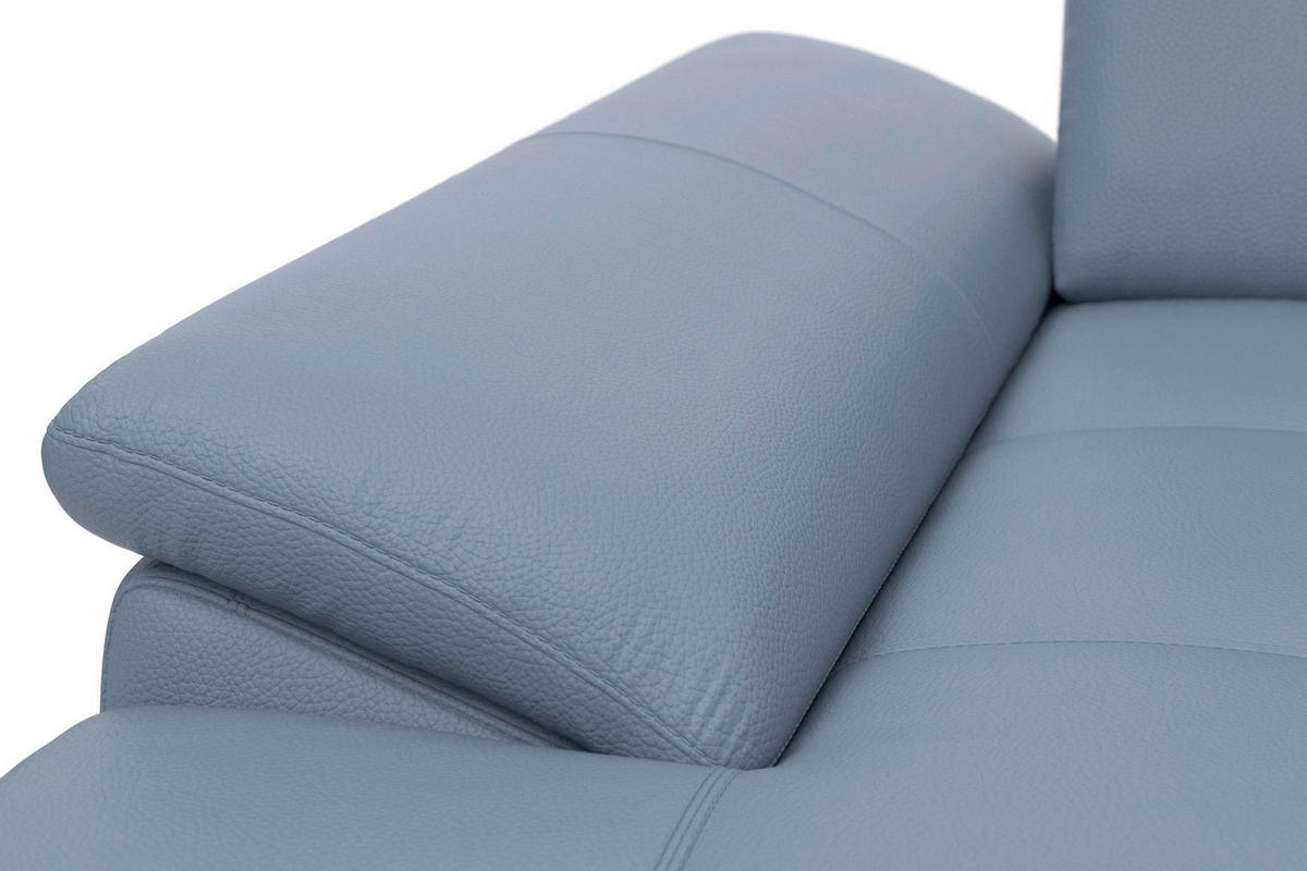SEDACÍ SOUPRAVA, kůže, šedomodrá - šedomodrá/černá, Basics, kov/textil (176/363/223cm) - Sit & More