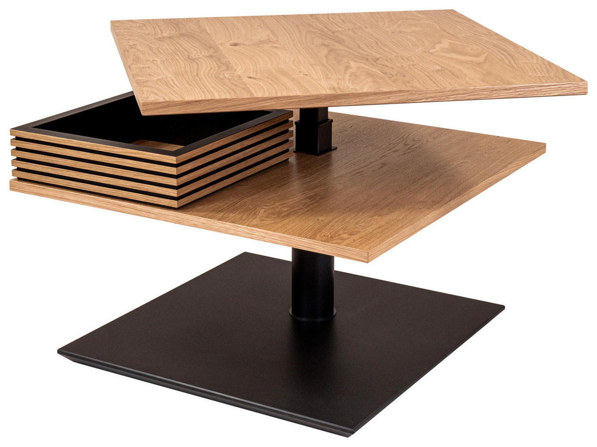 COUCHTISCH in Holz, Metall, Holzwerkstoff 70/70/49-67 cm  - Wildeiche/Schwarz, Design, Holz/Holzwerkstoff (70/70/49-67cm) - Novel