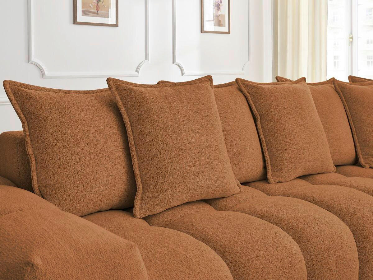 ECKSOFA Ottomane rechts  EVEREST Orange Flachgewebe  - Schwarz/Orange, MODERN, Kunststoff/Textil (352/210cm)
