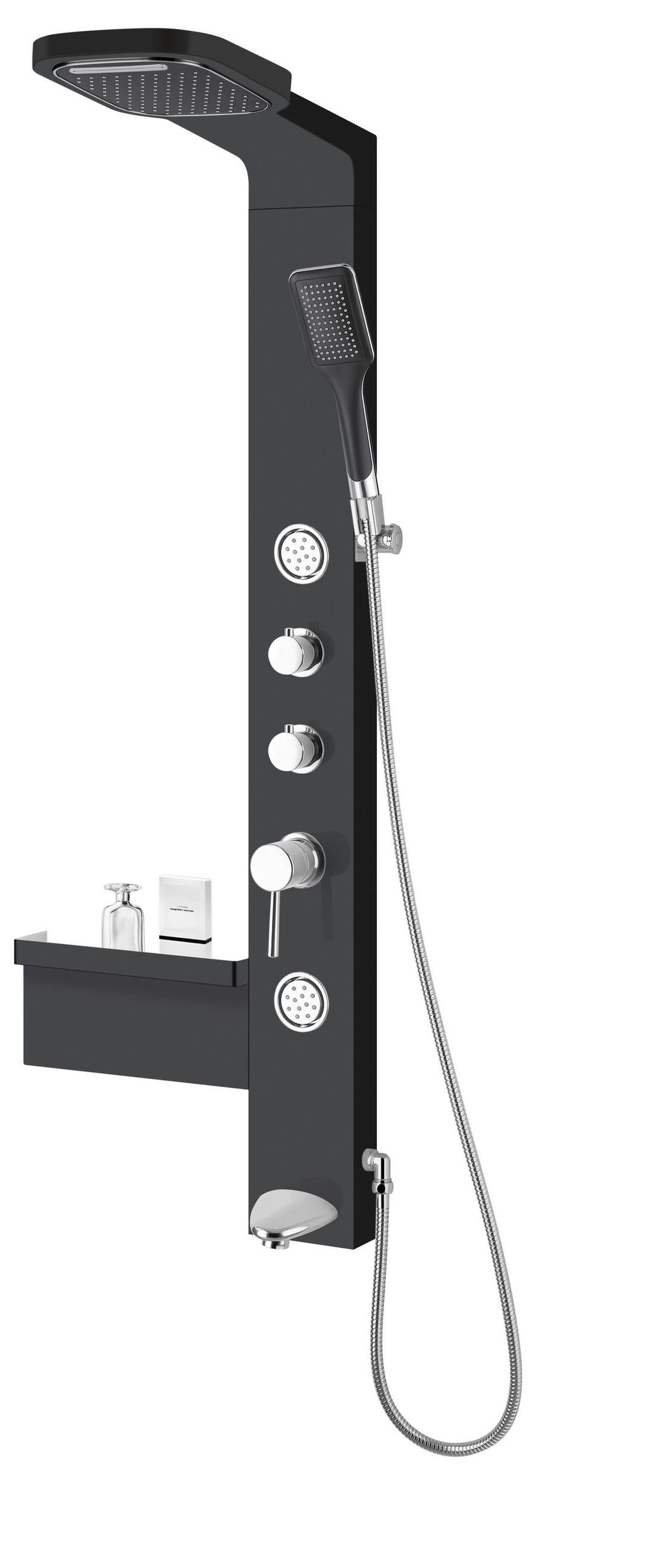 DUSCHKABINE 37,5/135,7/52 cm  in Schwarz  - Schwarz, KONVENTIONELL, Kunststoff (37,5/135,7/52cm) - Sanotechnik