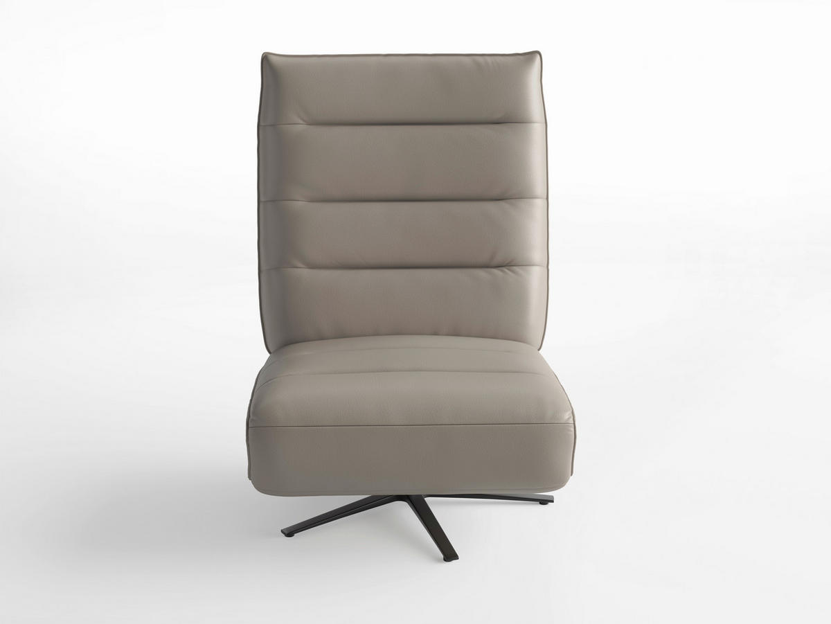 RELAXSESSEL EVE E Echtleder Kopfteilverstellung, Rücken echt    - Schwarz/Grau, Basics, Leder/Metall (80/109/98cm) - Sit & More