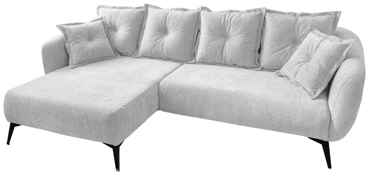 CANAPÉ D'ANGLE in Mikrofaser Weiss  - noir/blanc, Modern, textile/métal (162/277cm) - Livetastic