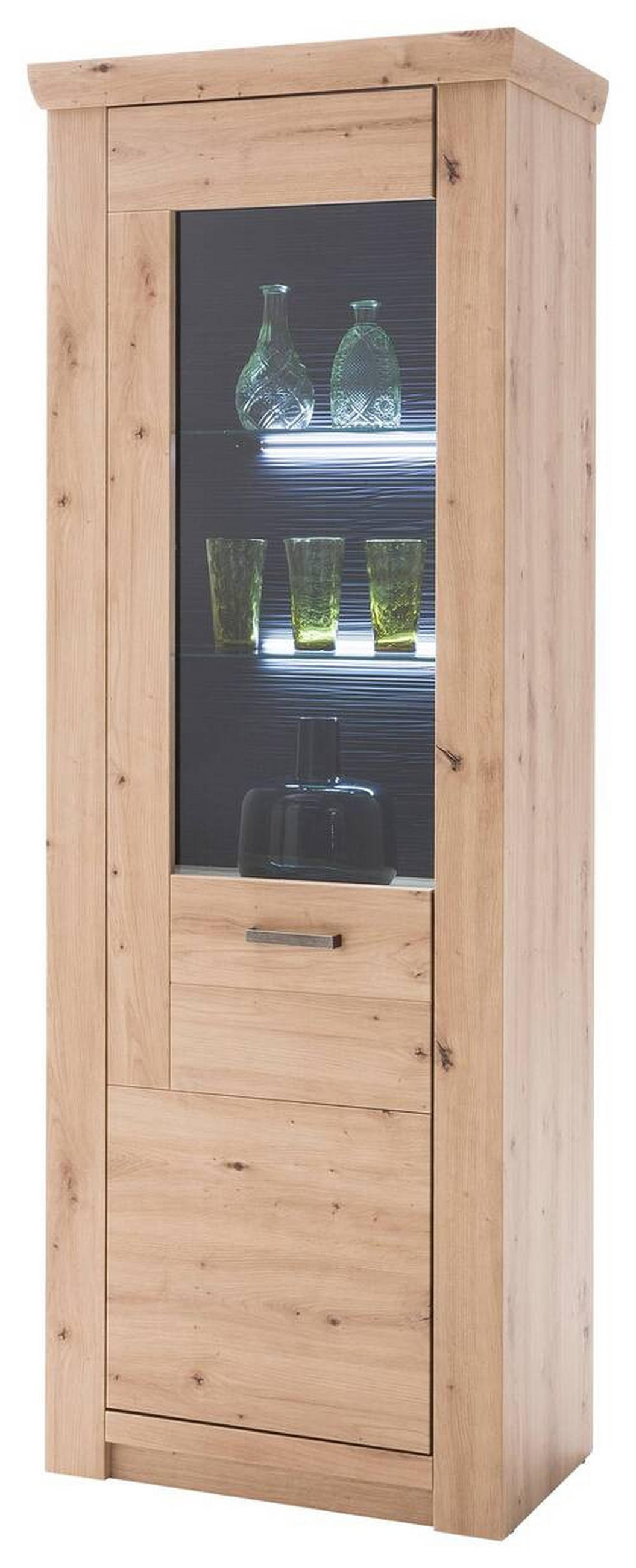 VITRINE in Eichefarben, Anthrazit  - Eichefarben/Anthrazit, Design, Glas/Holz (74/211/45cm) - Livetastic