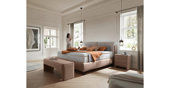 BOXSPRINGBETT 180/200 cm in Hellgrau, Hellbraun - Hellbraun/Hellgrau, Design, Textil/Metall (180/200cm) - Johann Jakob