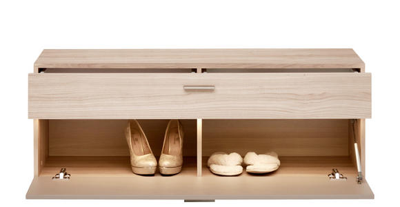 GARDEROBENBANK in 120/45/38 cm - Chromfarben/Eichefarben, Design, Holzwerkstoff/Kunststoff (120/45/38cm) - Voleo