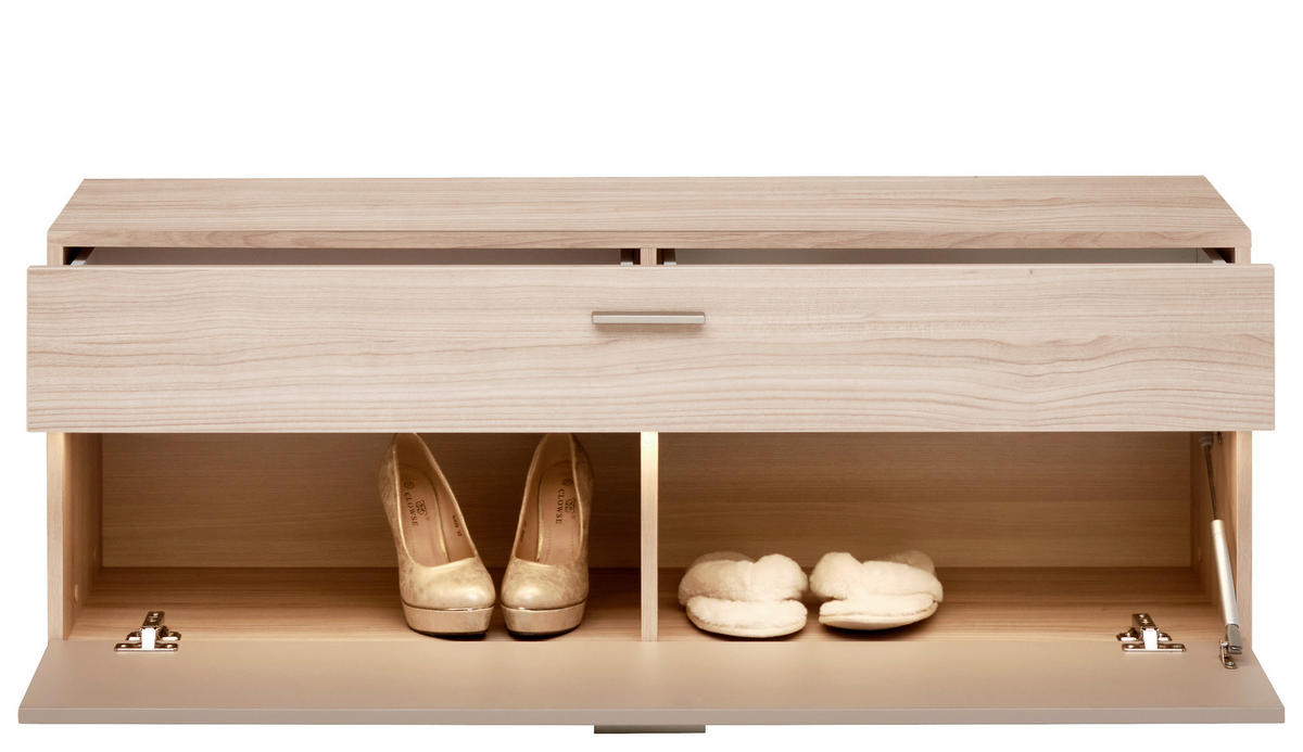GARDEROBENBANK  in 120/45/38 cm  - Chromfarben/Eichefarben, Design, Holzwerkstoff/Kunststoff (120/45/38cm) - Voleo