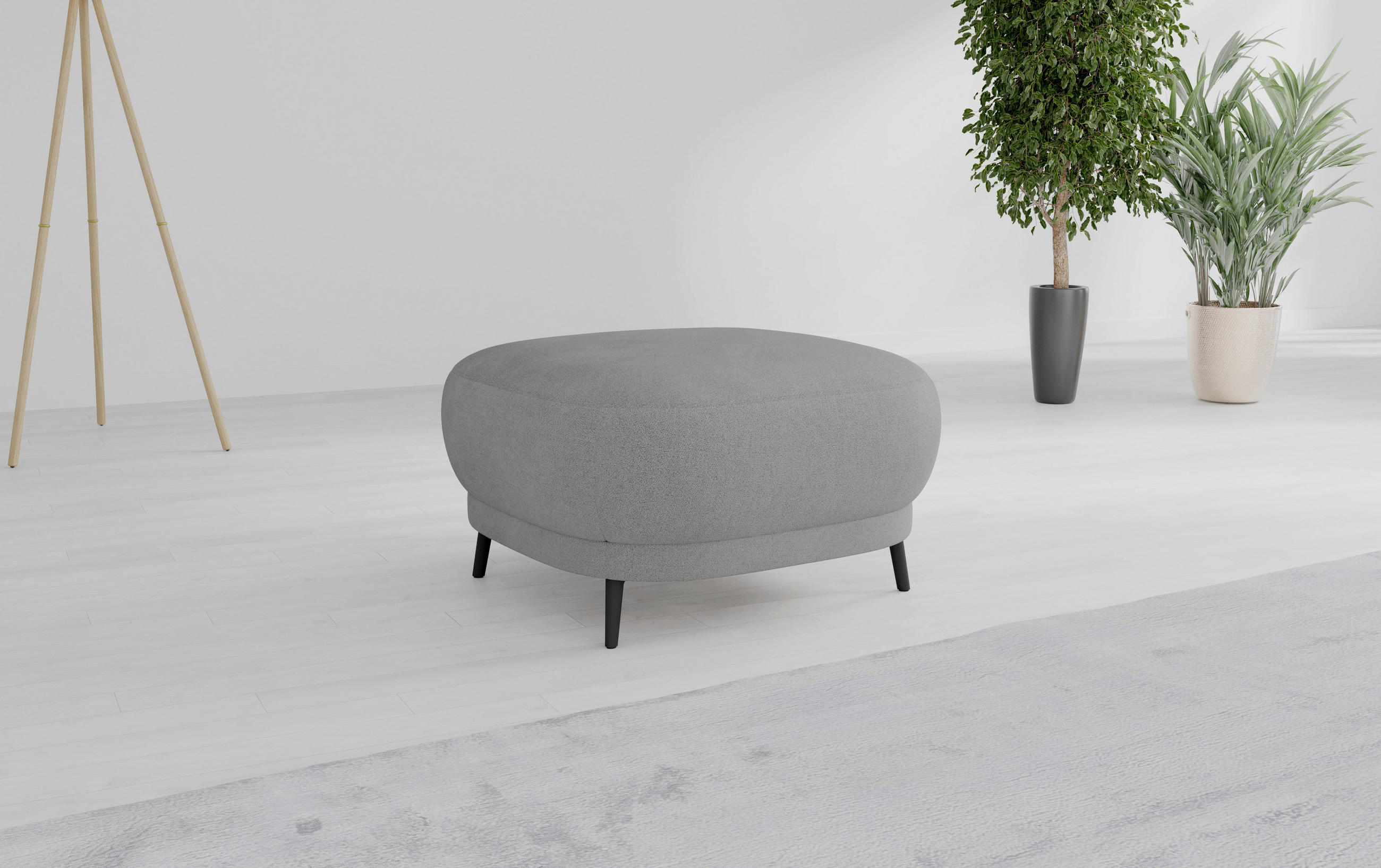 HOCKER in Textil Grau  - Schwarz/Grau, MODERN, Textil/Metall (90/49/90cm) - Sit & More