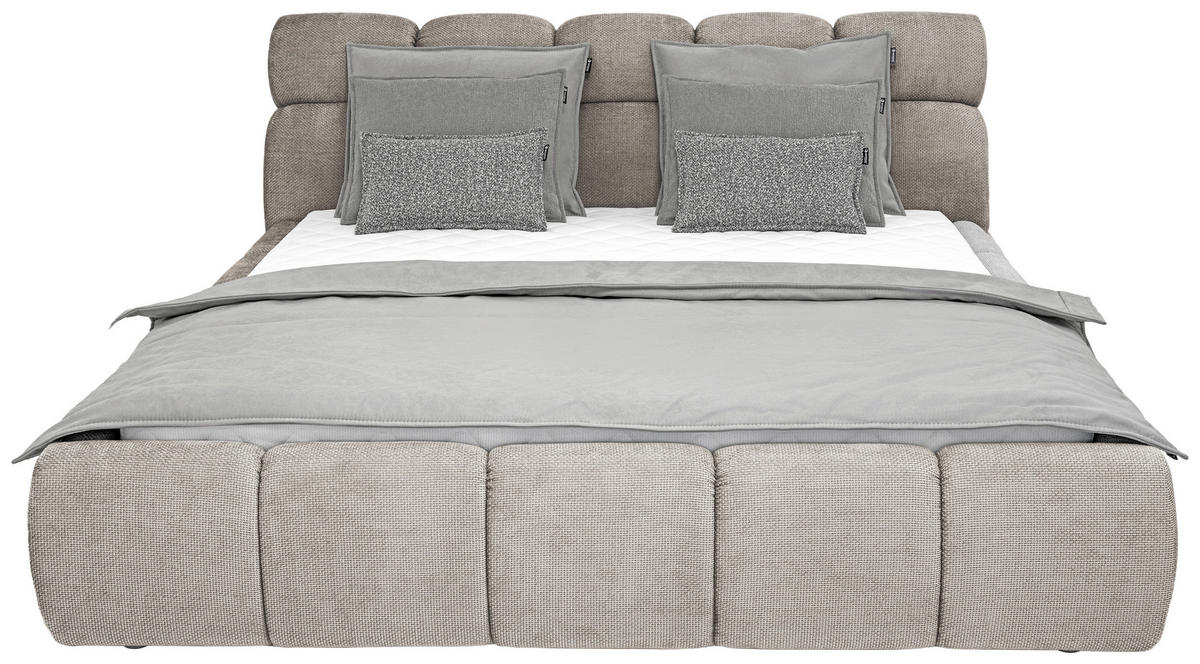 POLSTERBETT 160/200 cm  in Hellbraun  - Hellbraun/Schwarz, Design, Kunststoff/Textil (160/200cm) - Esposa
