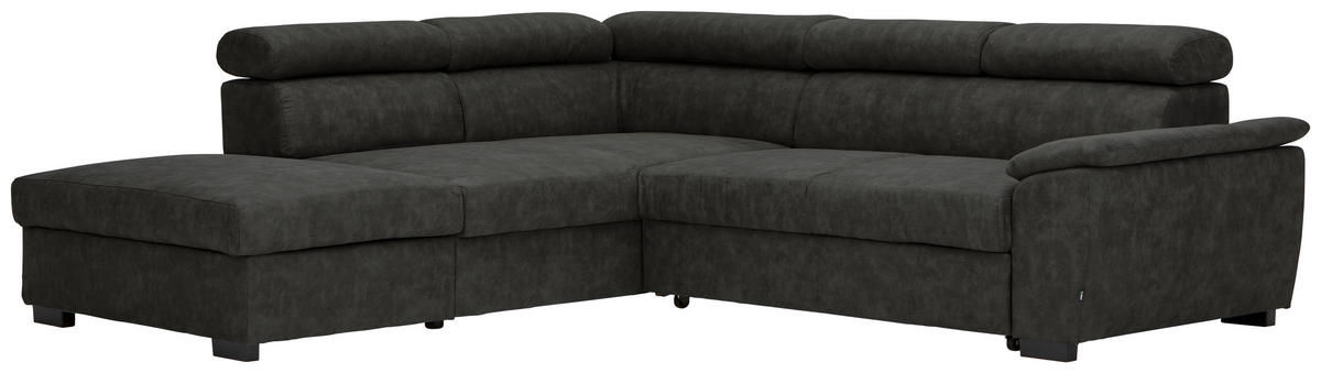 ECKSOFA in Lederlook Anthrazit  - Anthrazit/Schwarz, Design, Kunststoff/Textil (230/263cm) - Hom`in