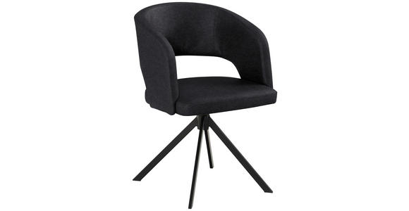 ARMLEHNSTUHL  Stoffauswahl, Sitzfläche 360° drehbar, inklusive Armlehnen, automatische Rückholfunktion Lederlook (vegan)  - Schwarz, KONVENTIONELL, Textil/Metall (56/84/59cm) - Moderano