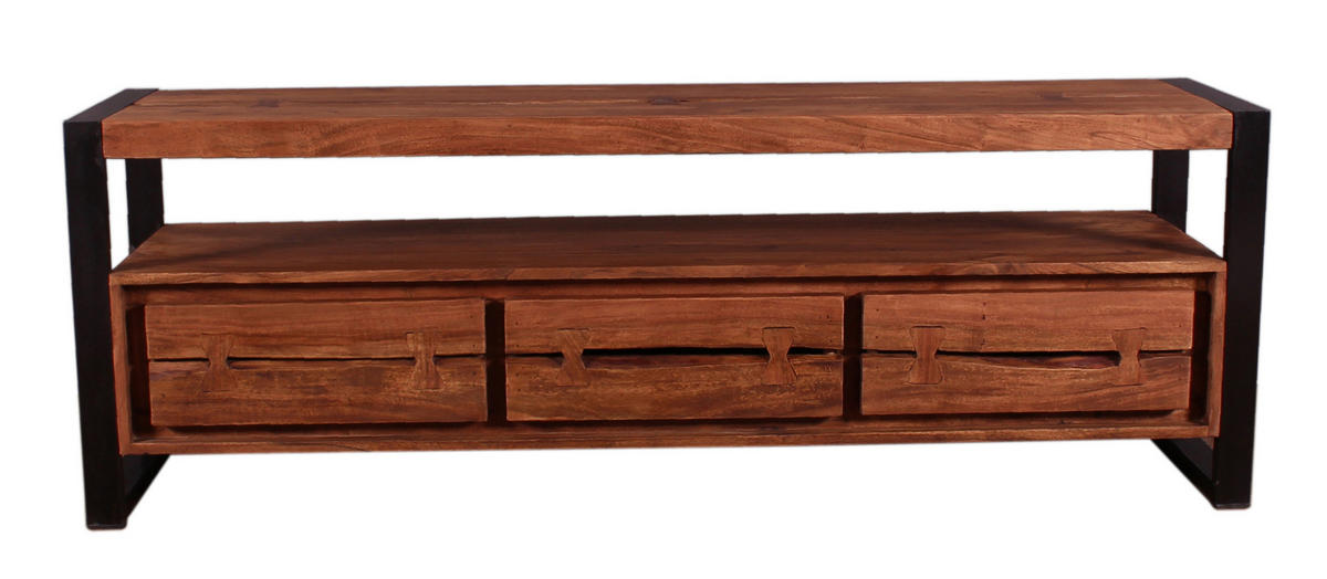 LOWBOARD  160/55/40 cm 3 Schublade(n)  - Schwarz/Naturfarben, Design, Holz/Metall (160/55/40cm) - MID.YOU