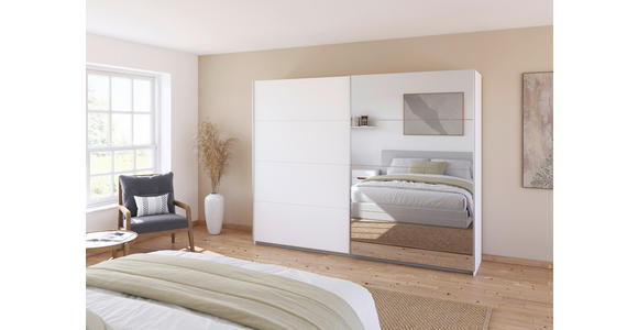 SCHWEBETÜRENSCHRANK  in Weiß  - Alufarben/Eiche Artisan, KONVENTIONELL, Glas/Holzwerkstoff (271/210/62cm) - Xora