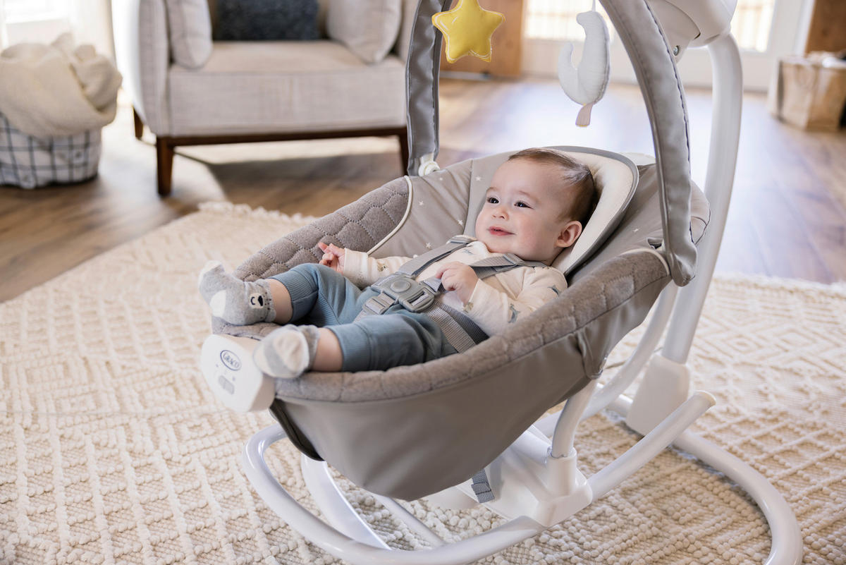 SCHAUKELWIPPE SOFTSWAY  - Weiß/Grau, Basics, Textil/Metall (72,8/89,3/91,5cm) - Graco