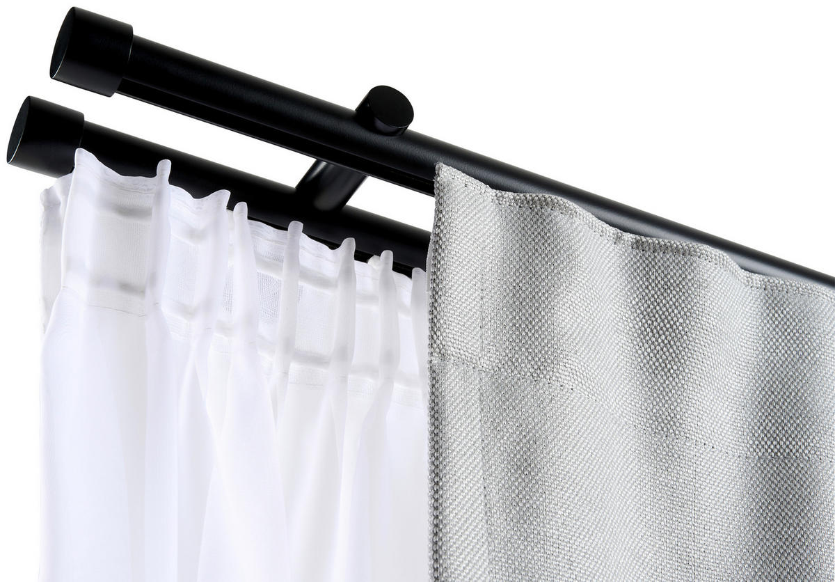ŠIPKA ZA ZAVESU - SET crna, metal - crna, Osnovno, metal (120cm) - Homeware