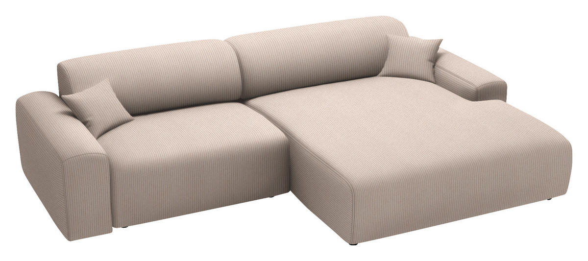 ECKSOFA in Velours, Feincord Beige  - Beige/Schwarz, Design, Kunststoff/Textil (292/178cm) - Livetastic