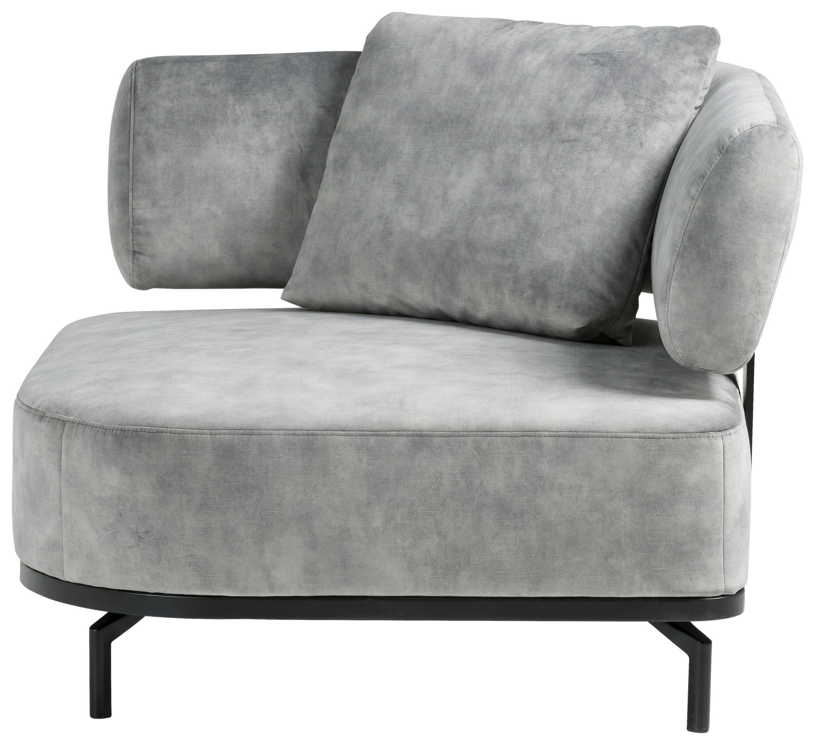 SESSEL Samt Hellgrau    - Hellgrau/Schwarz, Design, Textil/Metall (98/85/98cm) - Dieter Knoll