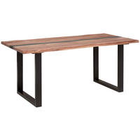 ESSTISCH in Metall, Holz   - Schwarz/Akaziefarben, Modern, Holz/Metall (180/76/90cm) - Livetastic