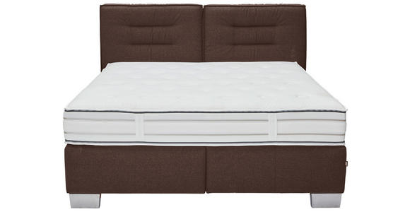 BOXSPRINGBETT 180/200 cm  in Dunkelbraun  - Chromfarben/Dunkelbraun, KONVENTIONELL, Textil (180/200cm) - Dieter Knoll