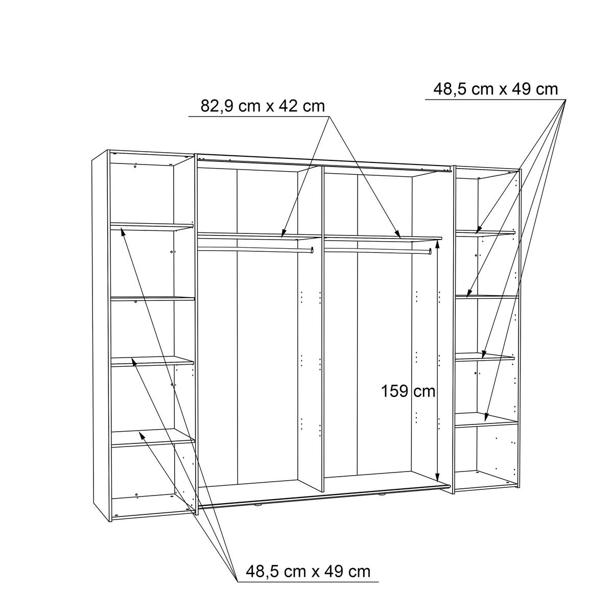 KLEIDERSCHRANK 270/210/61 cm 4-türig Eichefarben, Dunkelgrau  - Dunkelgrau/Eichefarben, MODERN, Holzwerkstoff/Kunststoff (270/210/61cm) - MID.YOU