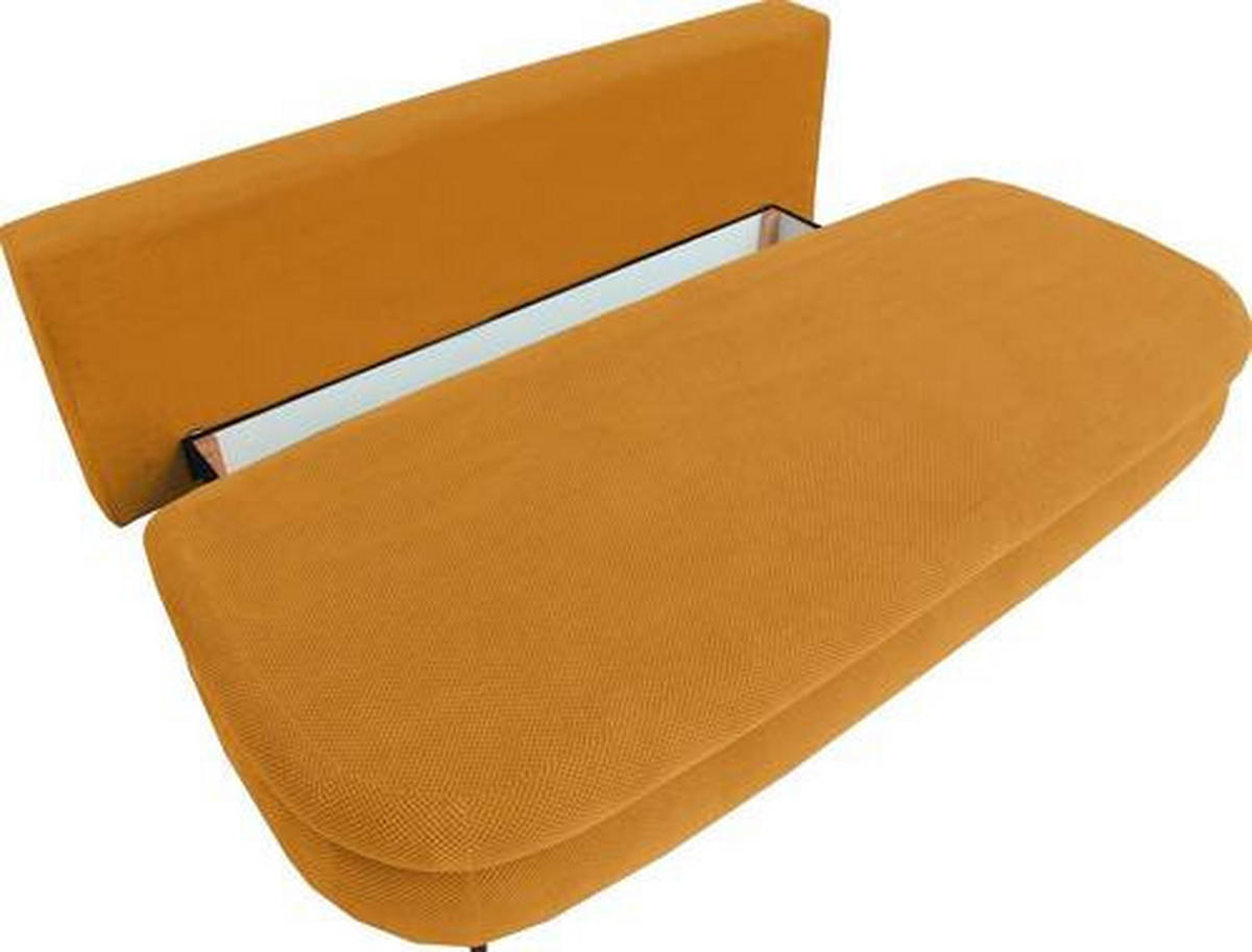 SCHLAFSOFA Simon Webstoff, Plüsch Orange  inkl. Rückenkissen, Bettkasten, Schlaffunktion, Rücken echt  - Schwarz/Orange, Design, Textil (213/89/105cm) - Novel