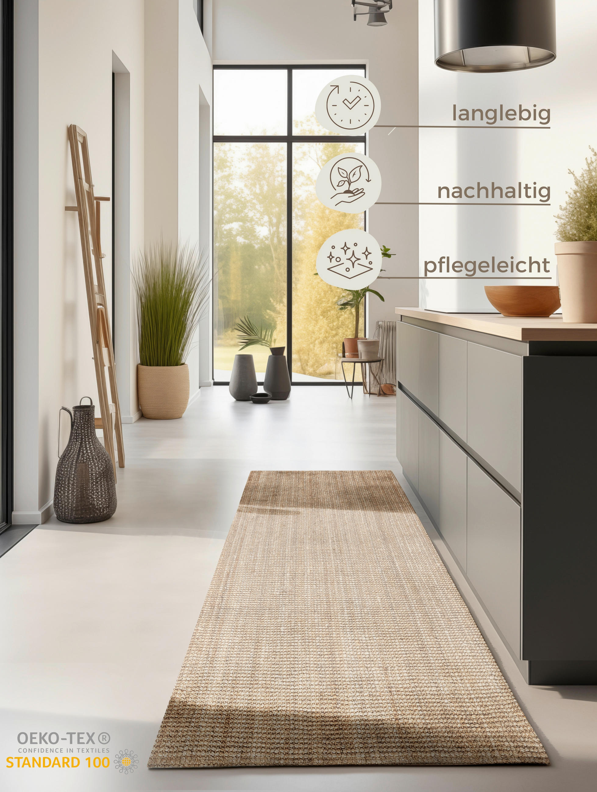 JUTETEPPICH 80/200/200 cm Bouclé Goldfarben  - Goldfarben, Basics, Textil (80/200/200cm) - Linea Natura