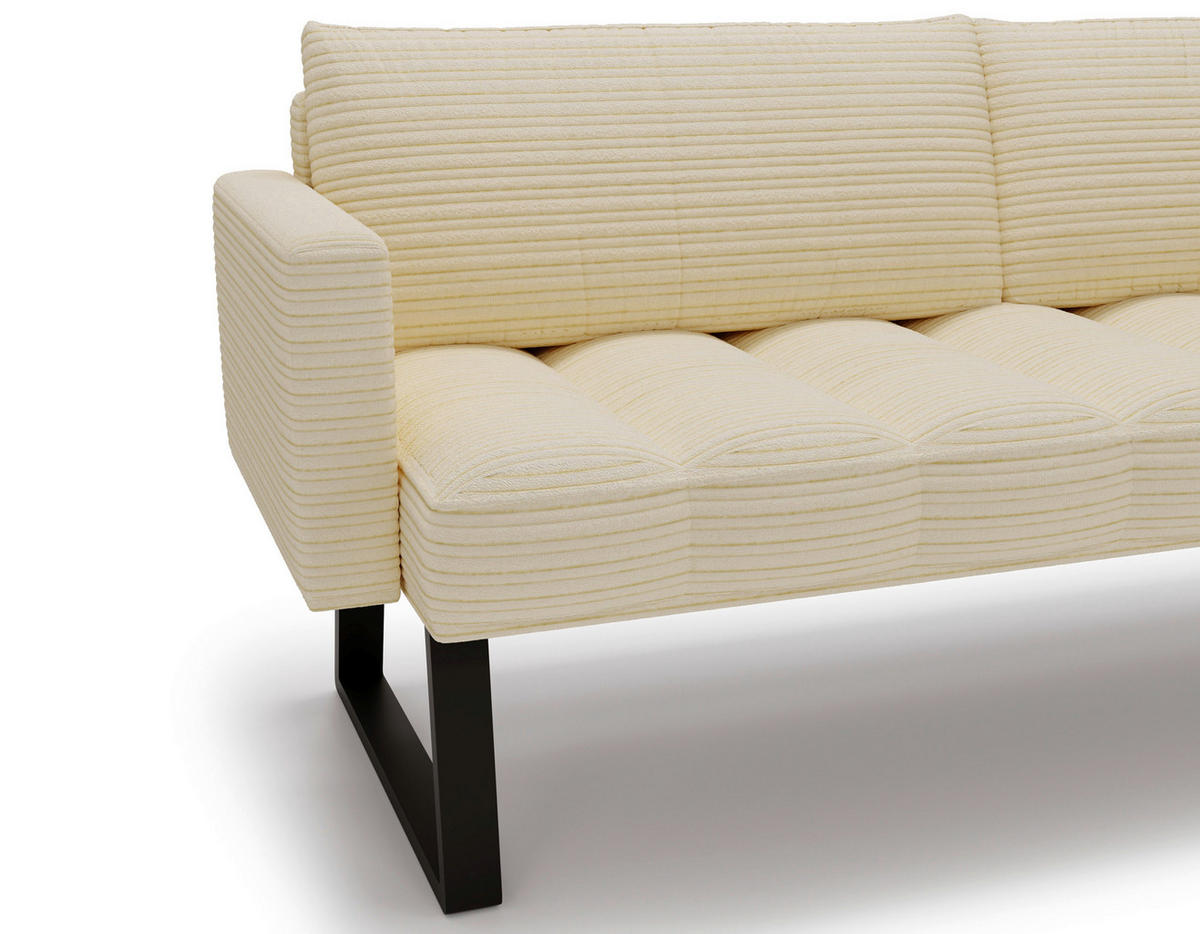 SITZBANK 200/88/69 cm Struktur Beige Metall  - Beige/Schwarz, Design, Textil/Metall (200/88/69cm) - Valdera