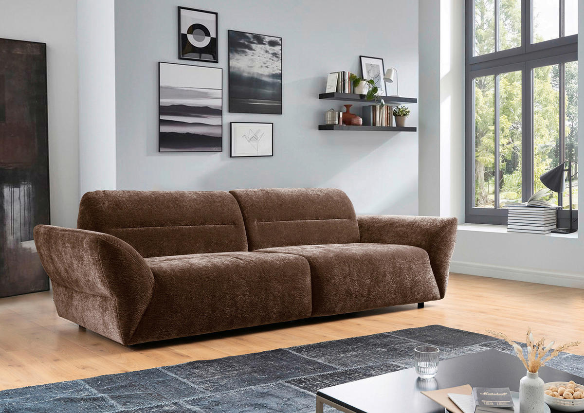 BIGSOFA in Chenille Kupferfarben  - Schwarz/Kupferfarben, Konventionell, Kunststoff/Textil (300/91/116cm) - Sit & More