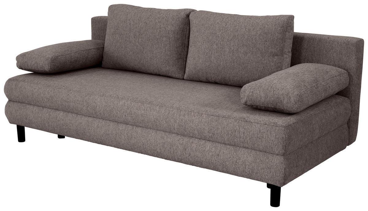 SCHLAFSOFA  mit Webstoff Mokka  - Schwarz/Mokka, Design, Textil/Metall (197/84/92,5cm) - home24