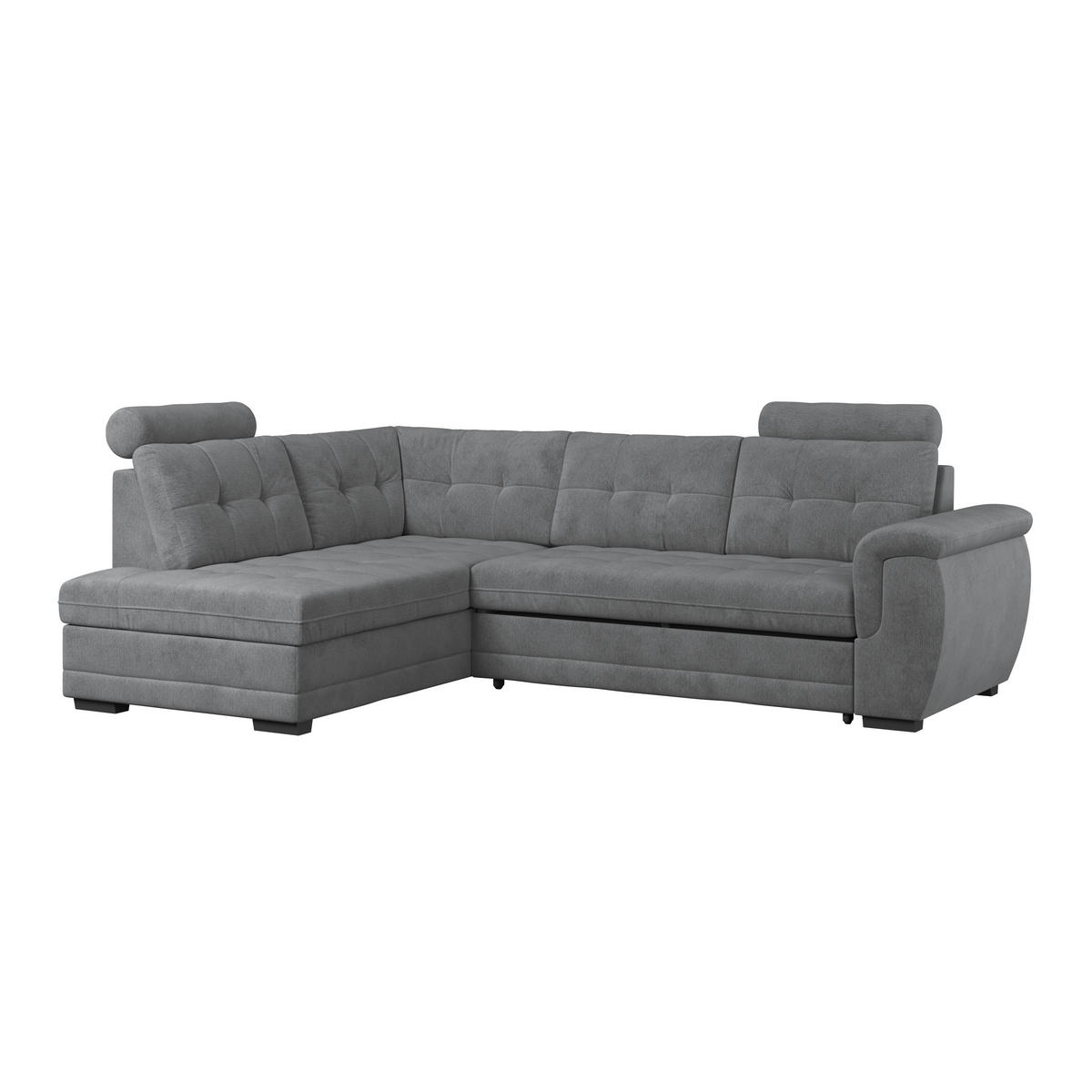 ECKSOFA  Mikrofaser, Struktur Anthrazit  - Anthrazit/Schwarz, Konventionell, Kunststoff/Textil (183/251cm) - MID.YOU