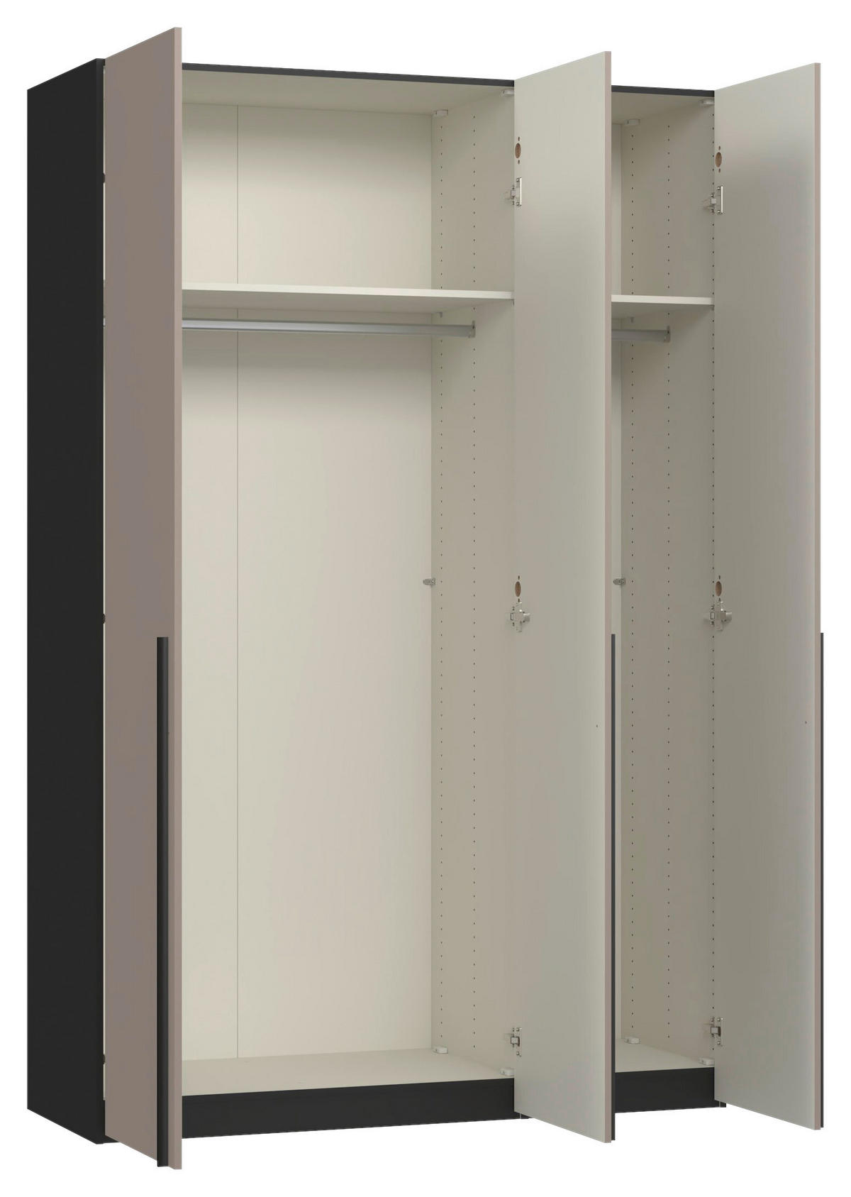 DREHTÜRENSCHRANK 152/236/59 cm,  in Schwarz, Hellbraun, 3-türig  - Hellbraun/Schwarz, Design, Holzwerkstoff/Metall (152/236/59cm) - Jutzler