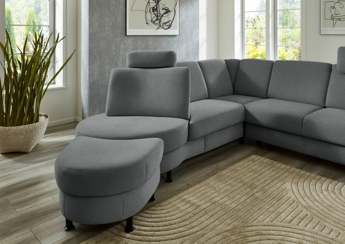 ECKSOFA Flachgewebe Anthrazit  - Anthrazit/Schwarz, Konventionell, Textil/Metall (252/248cm) - Beldomo Comfort