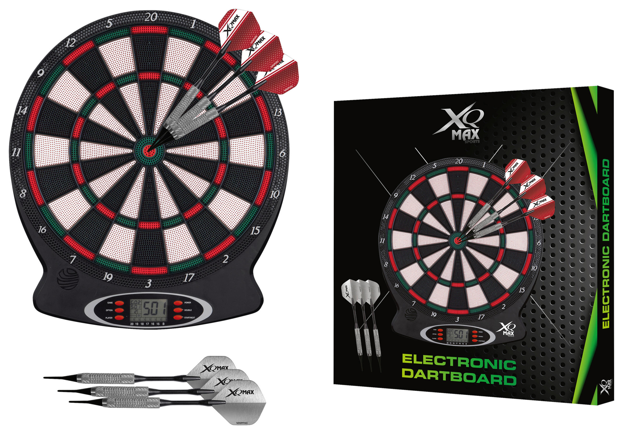DARTSCHEIBE ELEKTRONISCH - Rot/Schwarz, KONVENTIONELL, Kunststoff (37,8/43/2cm)